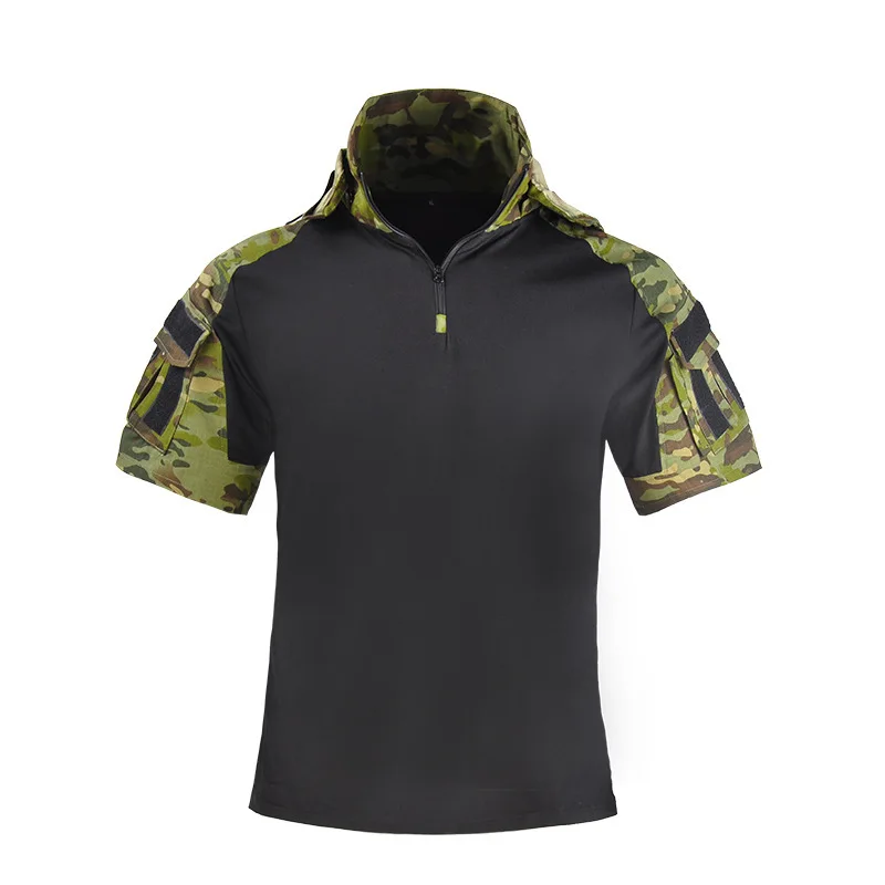 Heren Camouflage Kikkerpak Tactische Outfit T-shirt met korte mouwen en capuchon Outdoor Training Waterdichte werkkleding Ademende uniformen