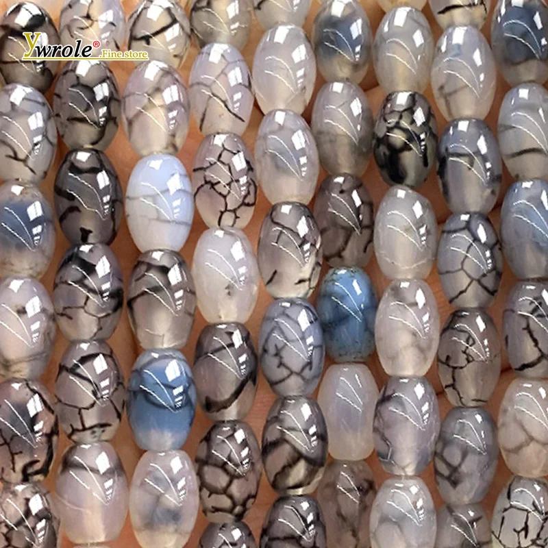 8x12mm ovale Natursteinperlen aus Drachenadern-Achat, lose Spacer-Perlen für die Schmuckherstellung, DIY-Armbandanhänger und Zubehör