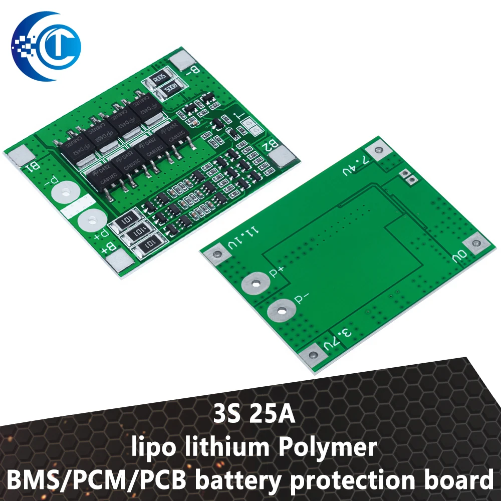 CLT 3S 25A lipo lithium Polymer BMS/PCM/PCB battery protection board for 3 Packs 18650 Li-ion Battery Cell