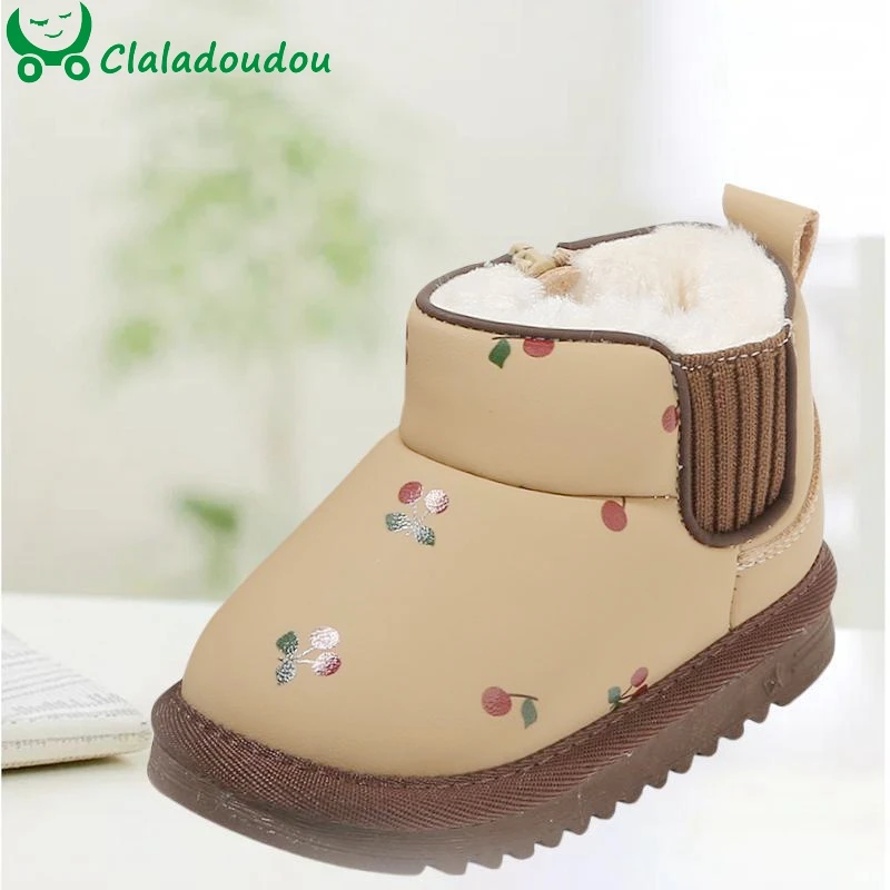 Winter Baby Girl Shoes Cute Snow Boots For Girls With Thick Plush Soft Warm Shoes For Kids Women Baby Little Princess Walkers