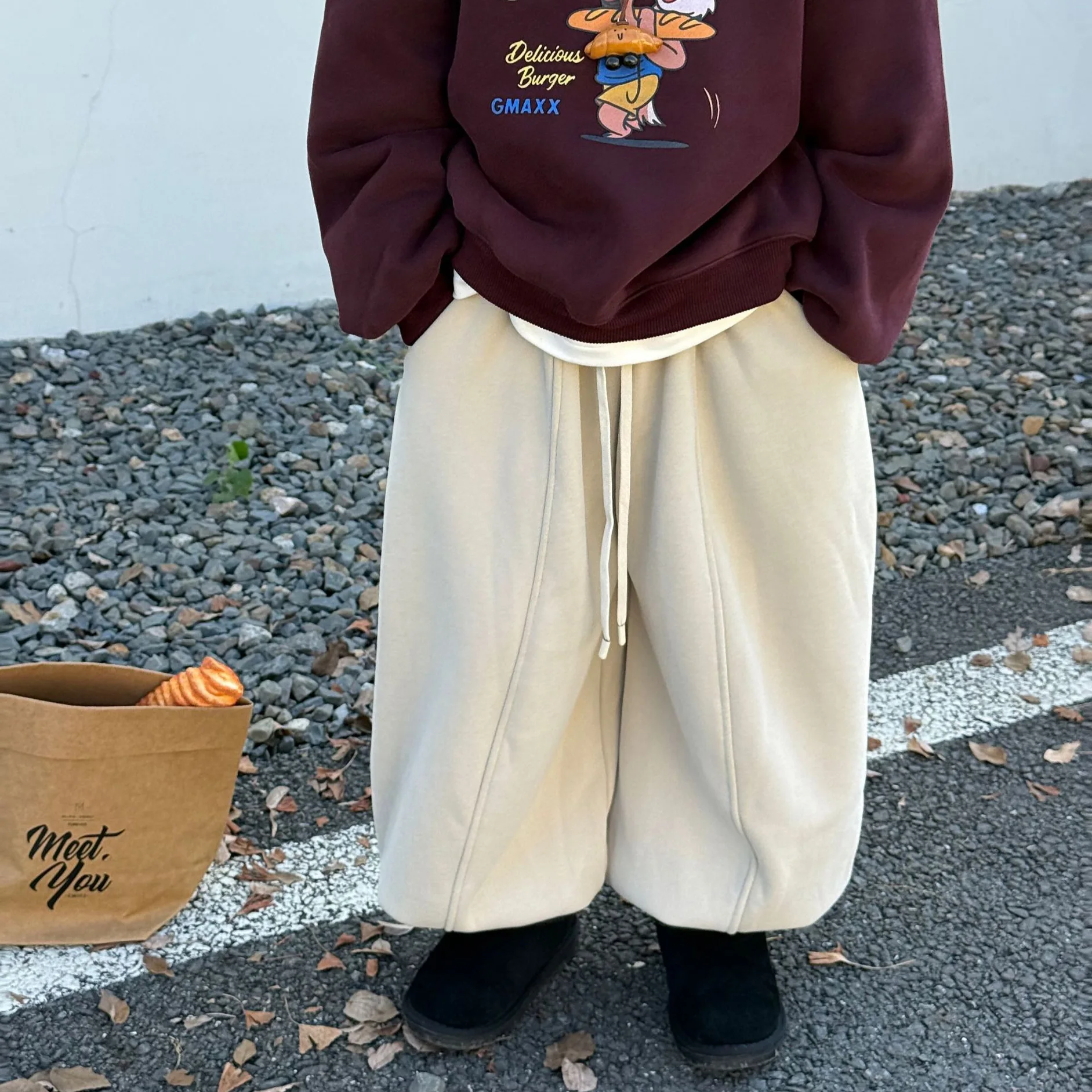 الأطفال ملابس الاطفال بلون سراويل تقليدية 2025 شتاء جديد الكورية نمط موضة الصوف الفتيان السراويل العصرية الدافئة