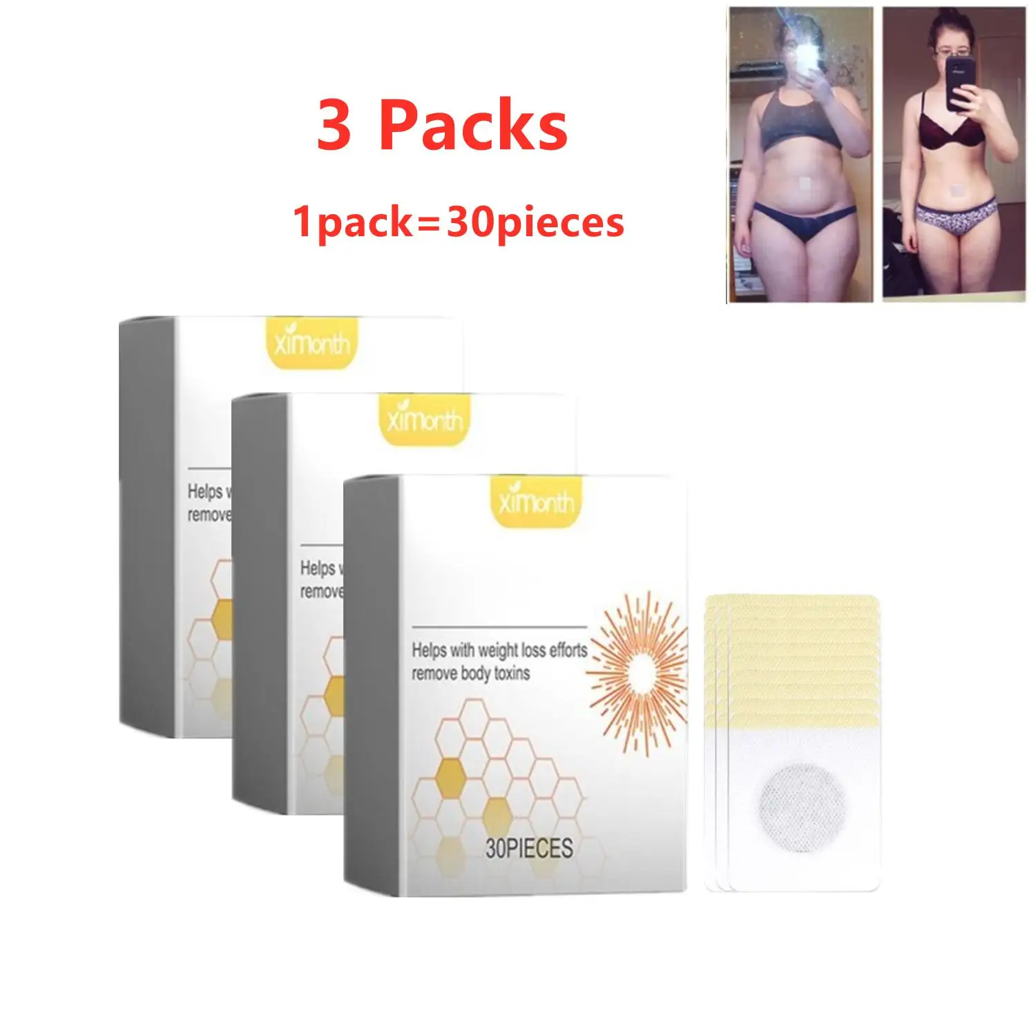 

3 Packs Bee Lymphatic Drainage Slimming Patch Body Sculpting Belly Stickers Fat Burning Weight Loss Body Firming Waist Care