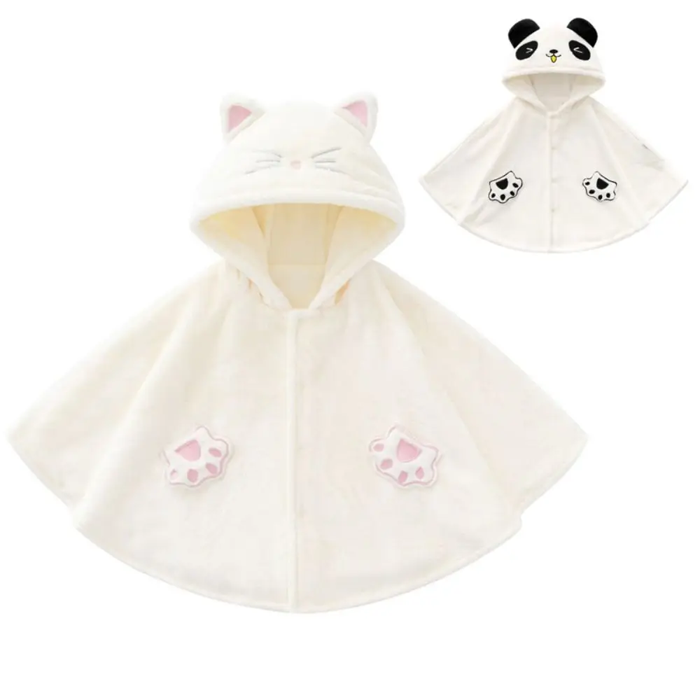 Durable Warm Baby Hooded Cloak Fleece 0-2 Years Toddler Poncho 73/90cm Newborn Snow Jacket for Boys Girls