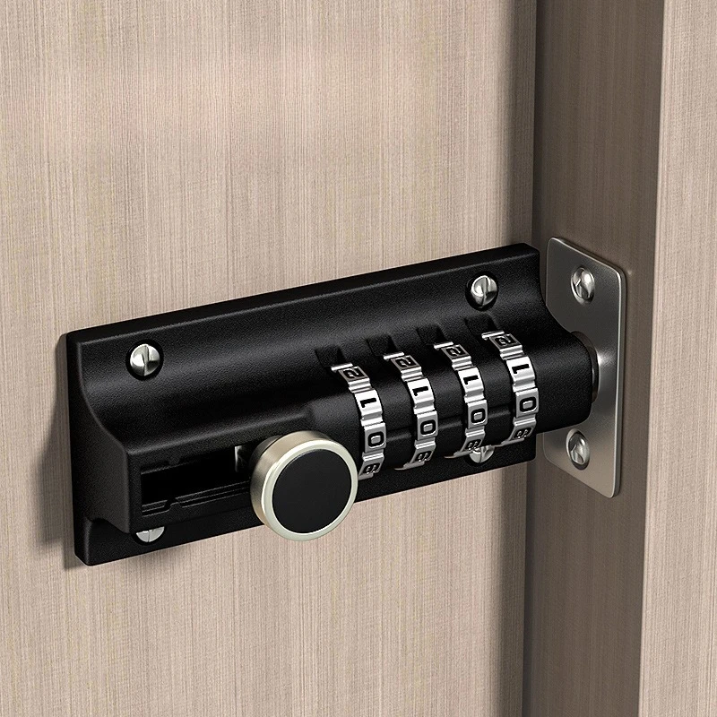 Password Lock Black Silver Bolt Metal Door Latch Anti-theft Safety Combination Digit Padlock Outdoor Home Wood Gate Hardware