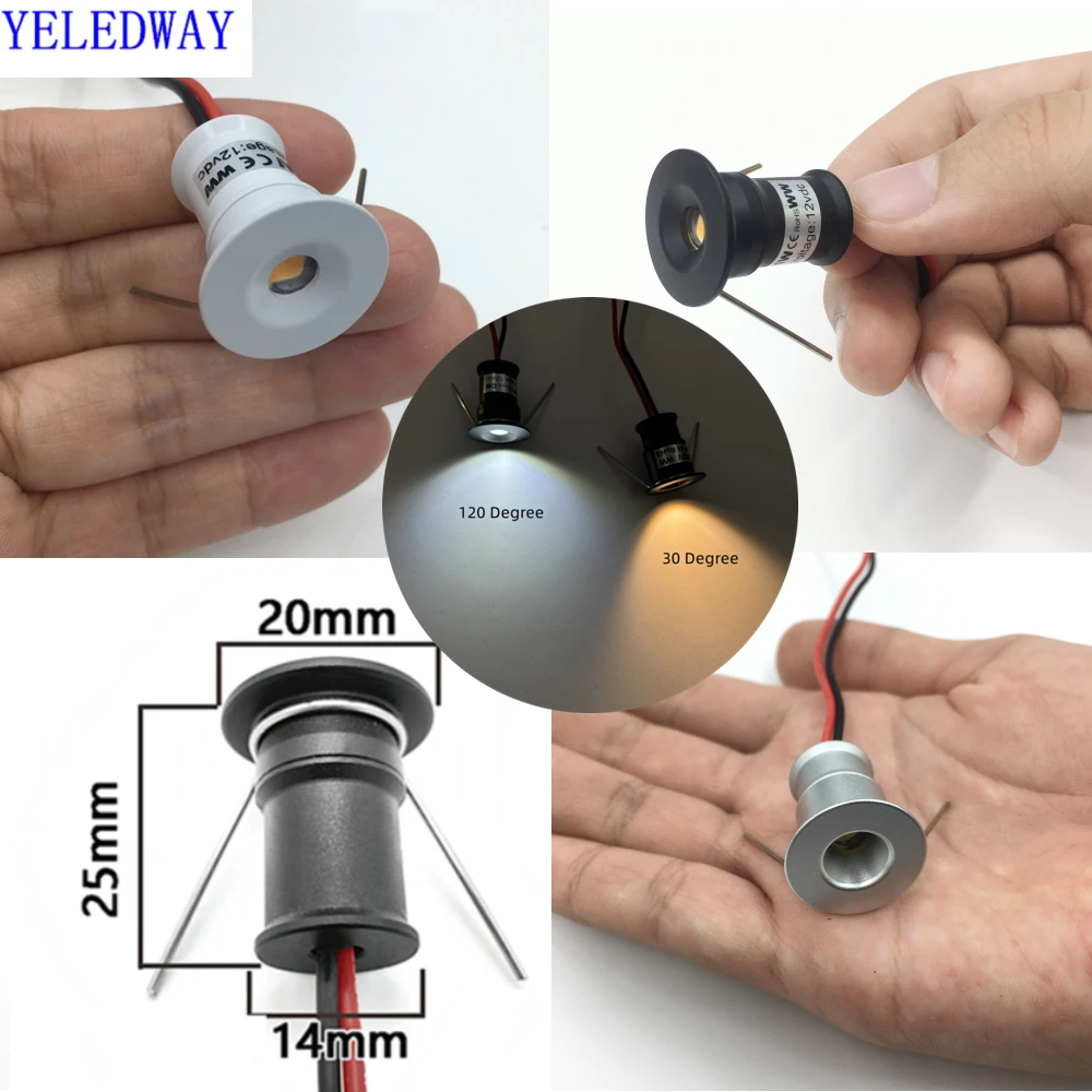 Mini Spot LED Lampade da incasso a soffitto e driver 1W 12V Faretto Illuminazione interna Piccolo downlight Trailer Camper Luci per barche