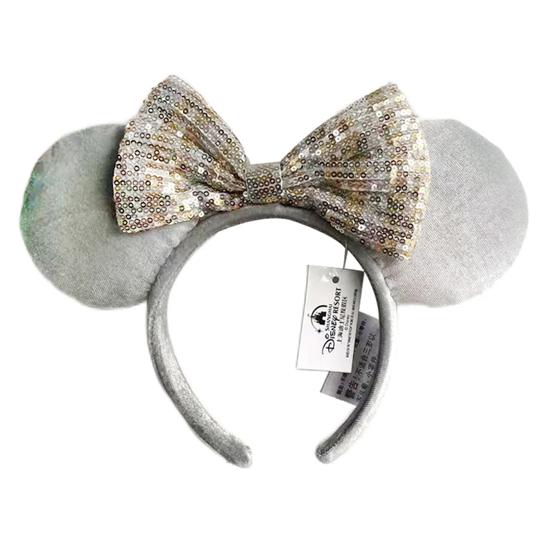 Disney Mickey Mouse Ear Headband Amusement Park Hair Hoop Fish Scale Sequin Mesh Party Headwear Girl Toy Birthday image 3
