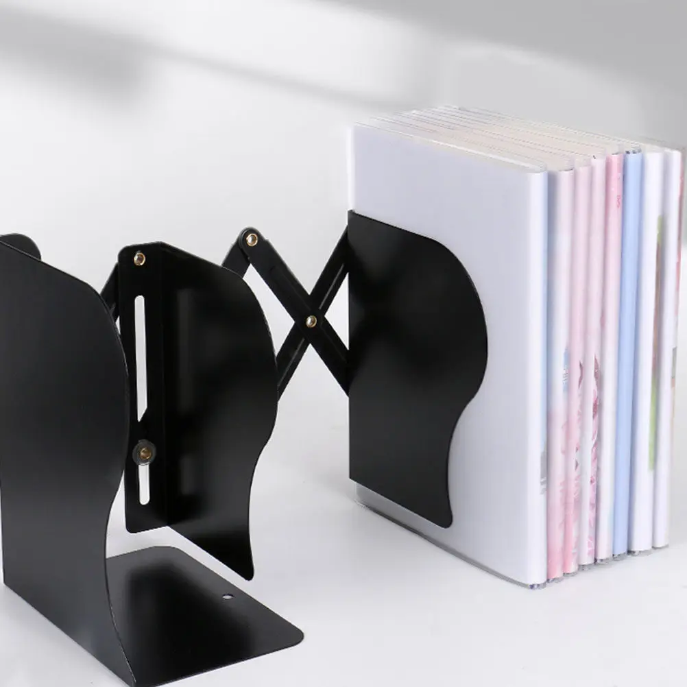 Desktop Bookend Retractable Metal Book Stand Book Holder Books Storage Organizer Home Office Bookends for Heavy Books
