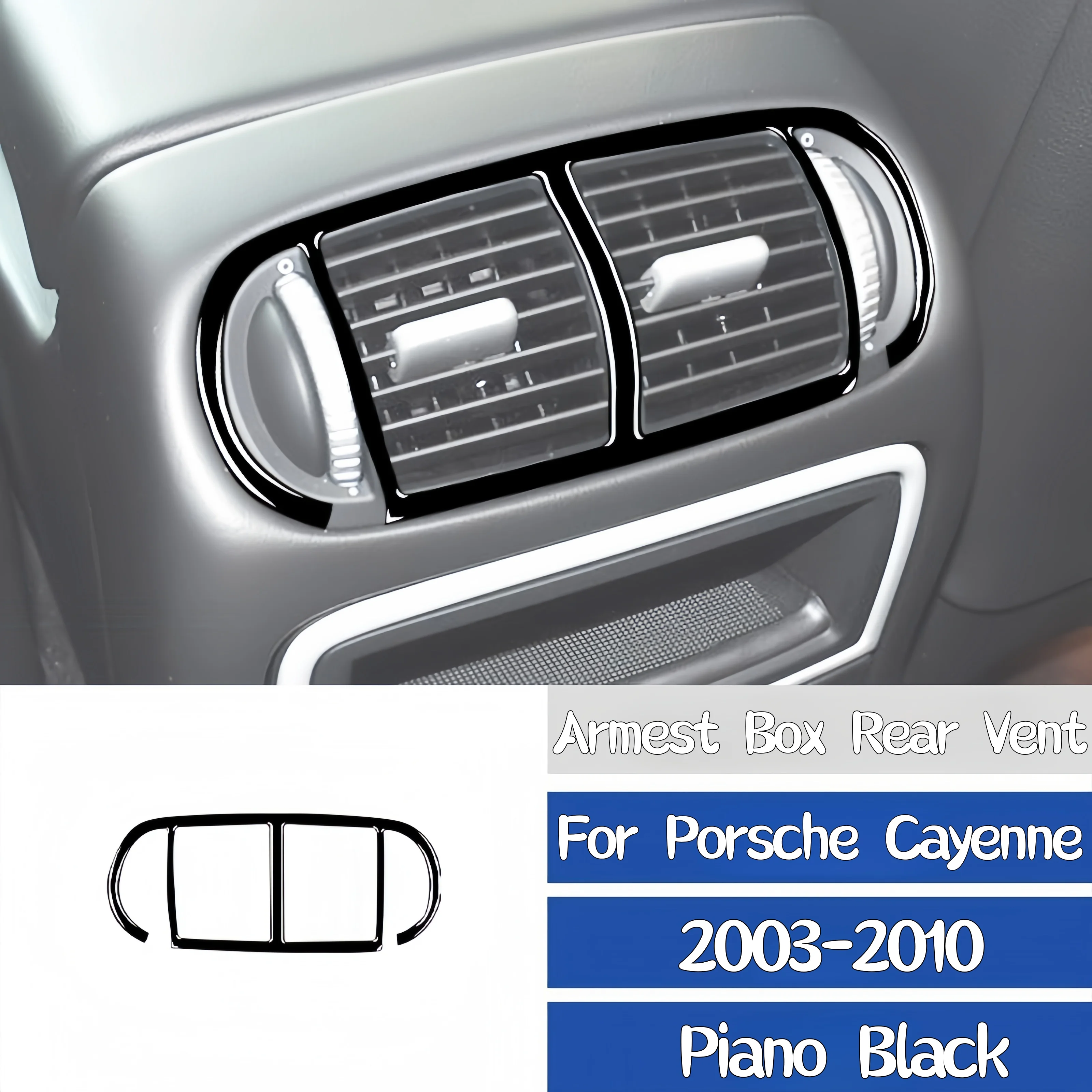 For Porsche Cayenne 2003-2010 Piano Black Car Interior Armest Box Rear Vent Panel Trim Cover Decoration Sticker Auto Zubehör