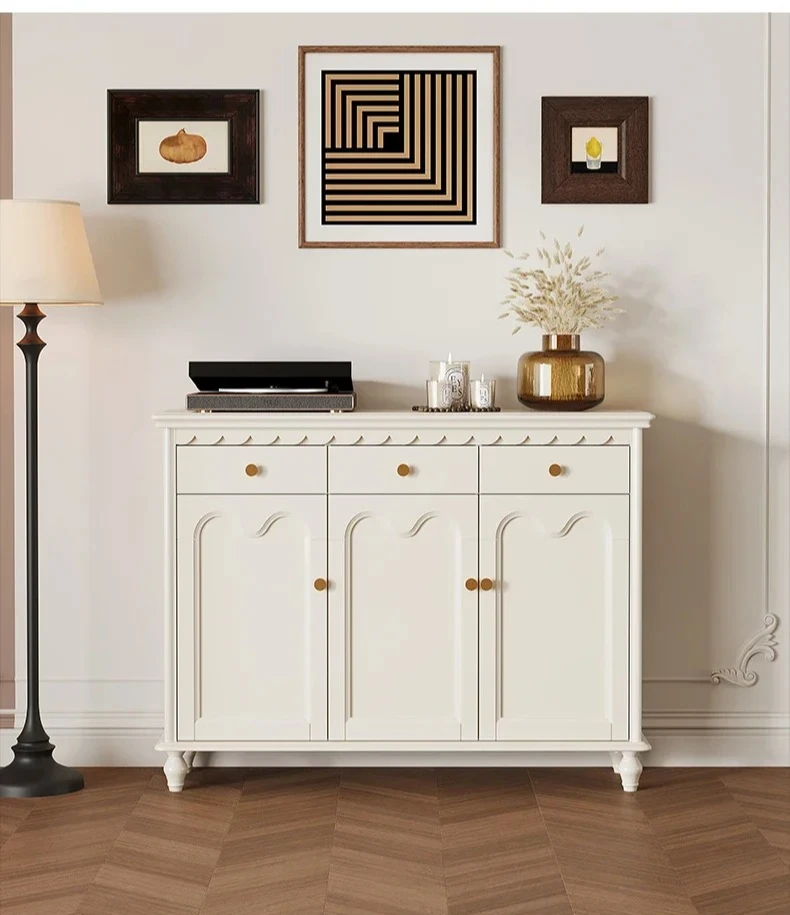 Y1 French solid wood 3-door shoe cabinet, living room entrance door, entrance cabinet, American light luxury rural simple