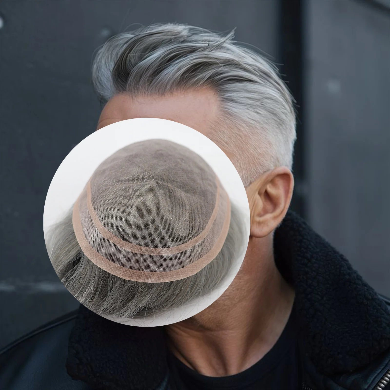 

Men's Toupee Mono Lace Real Virgin Hair Soft Breathable Light Thin Full Hand Tied Human Hair System for Boldness for Men