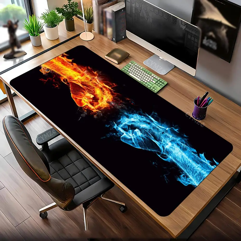 Fire Wolf and Ice Wolf Mouse Pad Desk Mat Gaming pad Non-Slip Durable Starry Wolf Mouse carpet Suitable for Office and Gaming