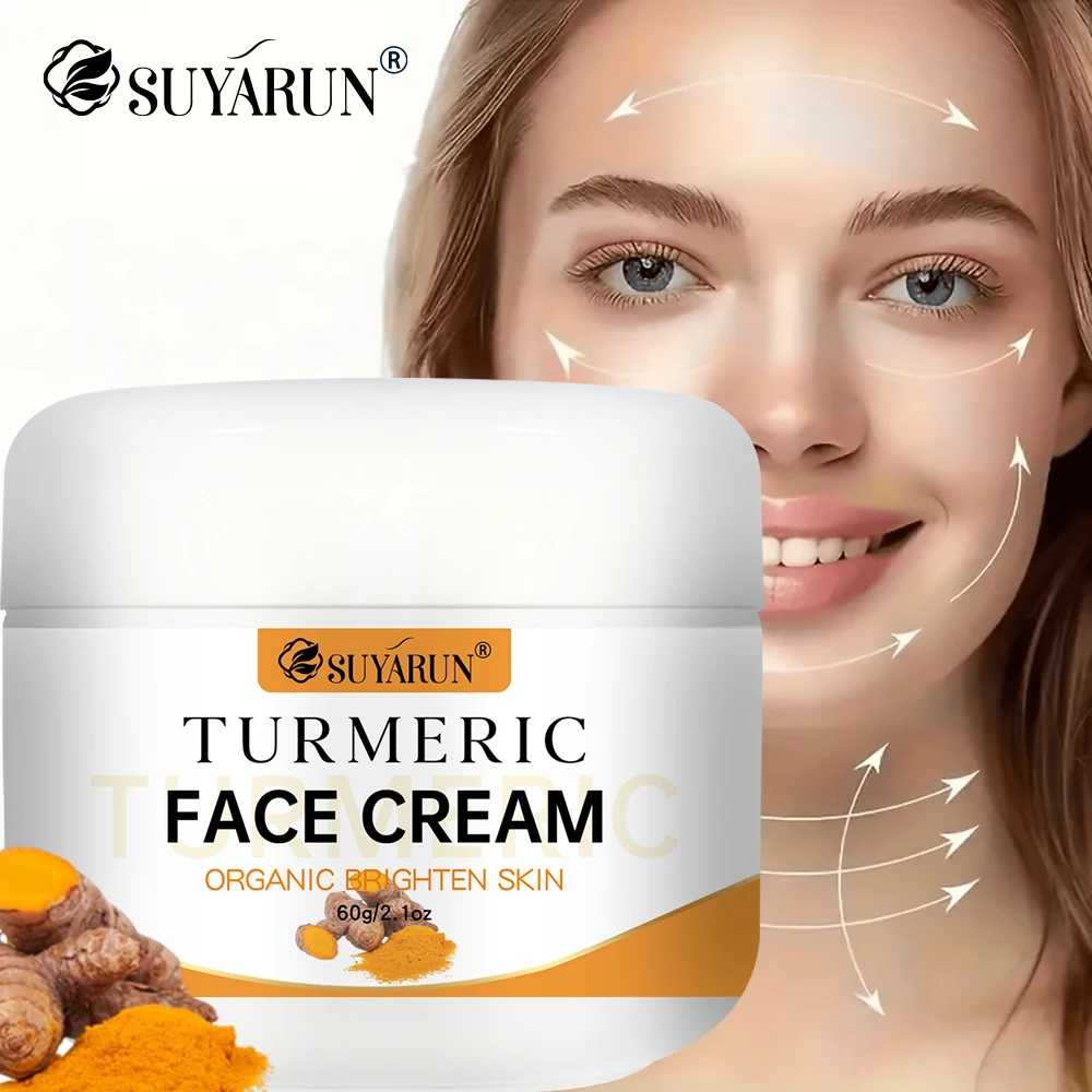 SUYARUN Turmeric Face Cream - Anti-Aging & Brightening, Oil-Free Moisturizer for Sensitive Skin, Organic Skincare with Vitamin E