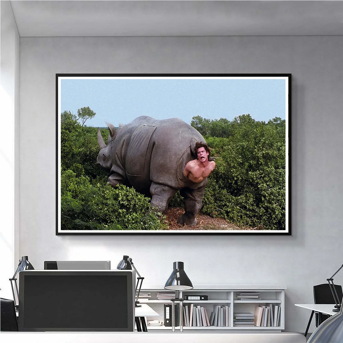 Hot Rhino in Ace Ventura Classic Movie Jim Carrey Vintage Poster Prints Canvas Painting Wall Art Picture Living Room Home Decor