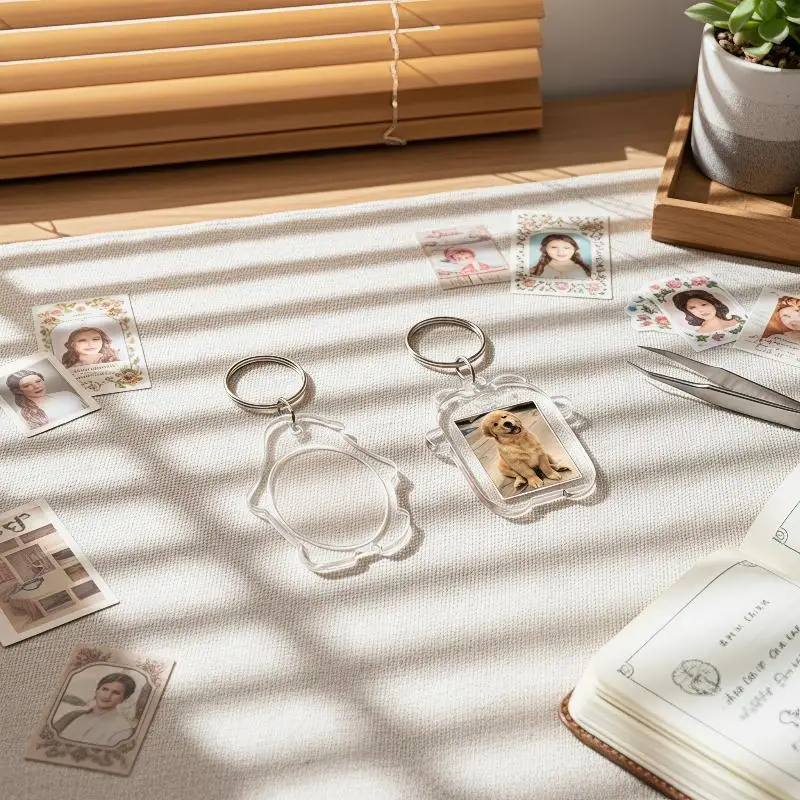 5 Stück Transparente Acryl-Schlüsselanhänger, Niedliche Leere Fotorahmen-Anhänger, Modische Vielseitige Schlüsselanhänger, Geschenk zum Hochzeitstag für Paare – Detail 8