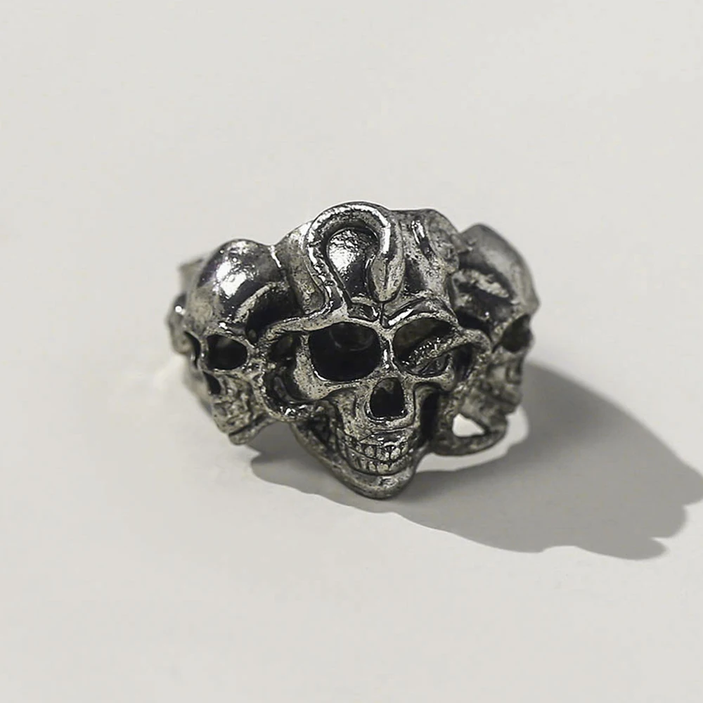 Retro Domineering Skull Ring For Men Women New Fashion Personalized Single Design Opening Is Adjustable Ring Jewelry