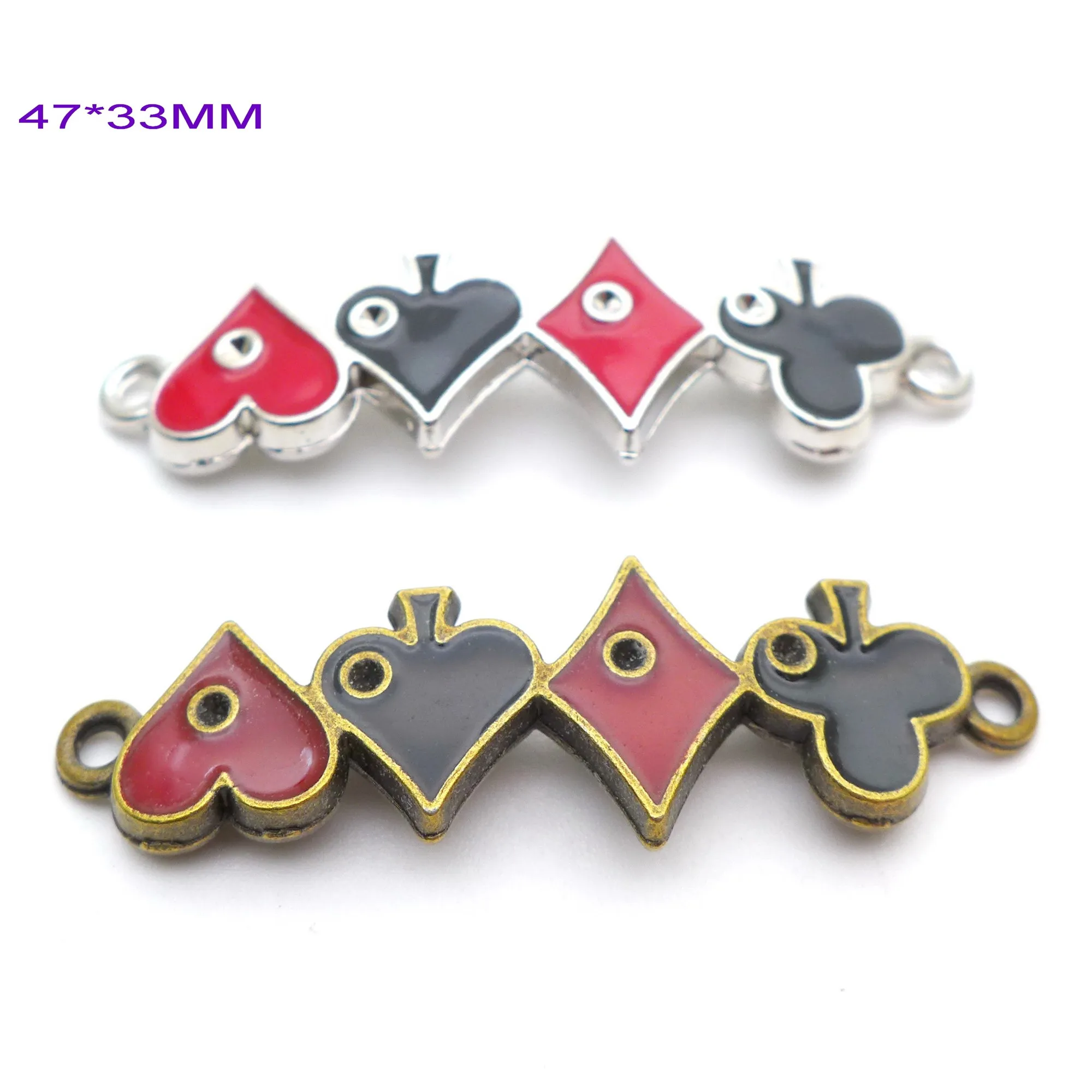 

30pcs Zinc Alloy Antique Silver Bronze Plated 13*47MM Poker Connection Jewelry Findings Accessories Charm Ppendant 3045 DIY