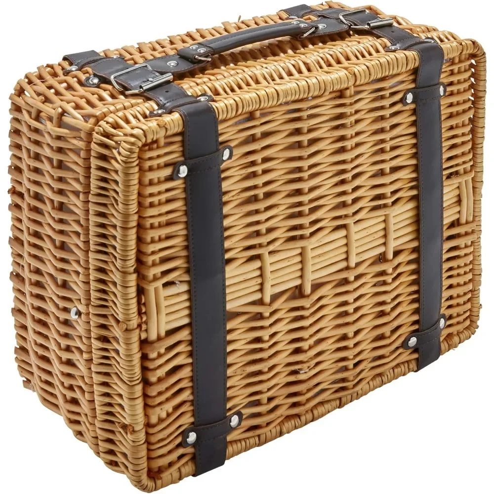 Picnic Basket Set untuk 2 peralatan lengkap dan alat makan termasuk