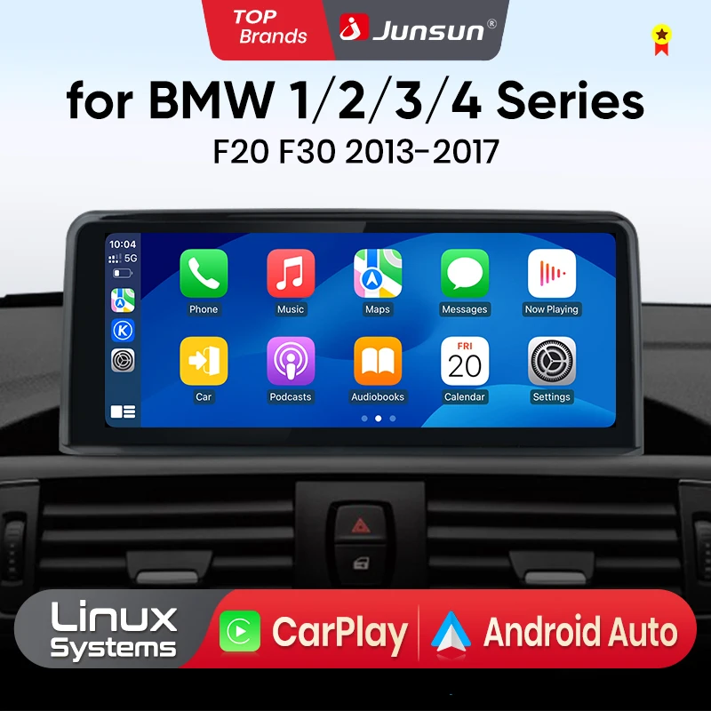 Schermo Touch Multimediale Junsun 10.25'' per BMW Serie 1/2/3/4 F20/F21/F22/F30/F31/F33/F34/F36 2012-2021, Carplay Wireless, Android Auto, Sistema NBT EVO, Bluetooth, GPS, Navigazione, Stereo
