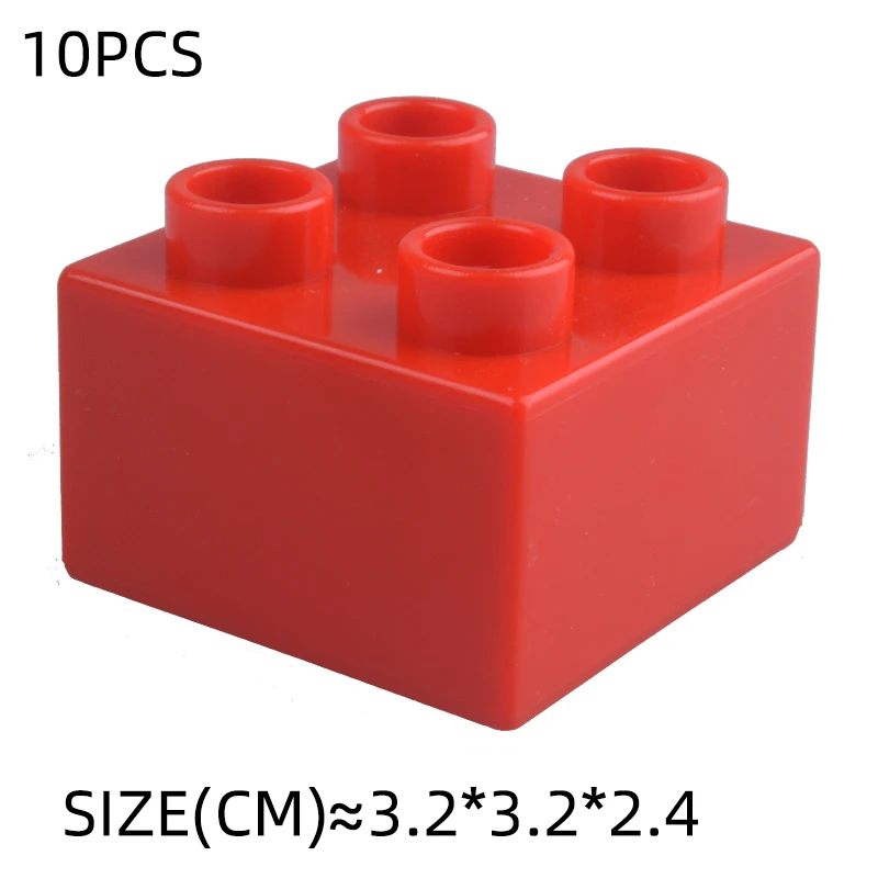 10Pcs 2X2 Big Size Colorful Building Blocks Large 2*2 Dot Thick Bricks Educational Creative Kid Toys Compatible