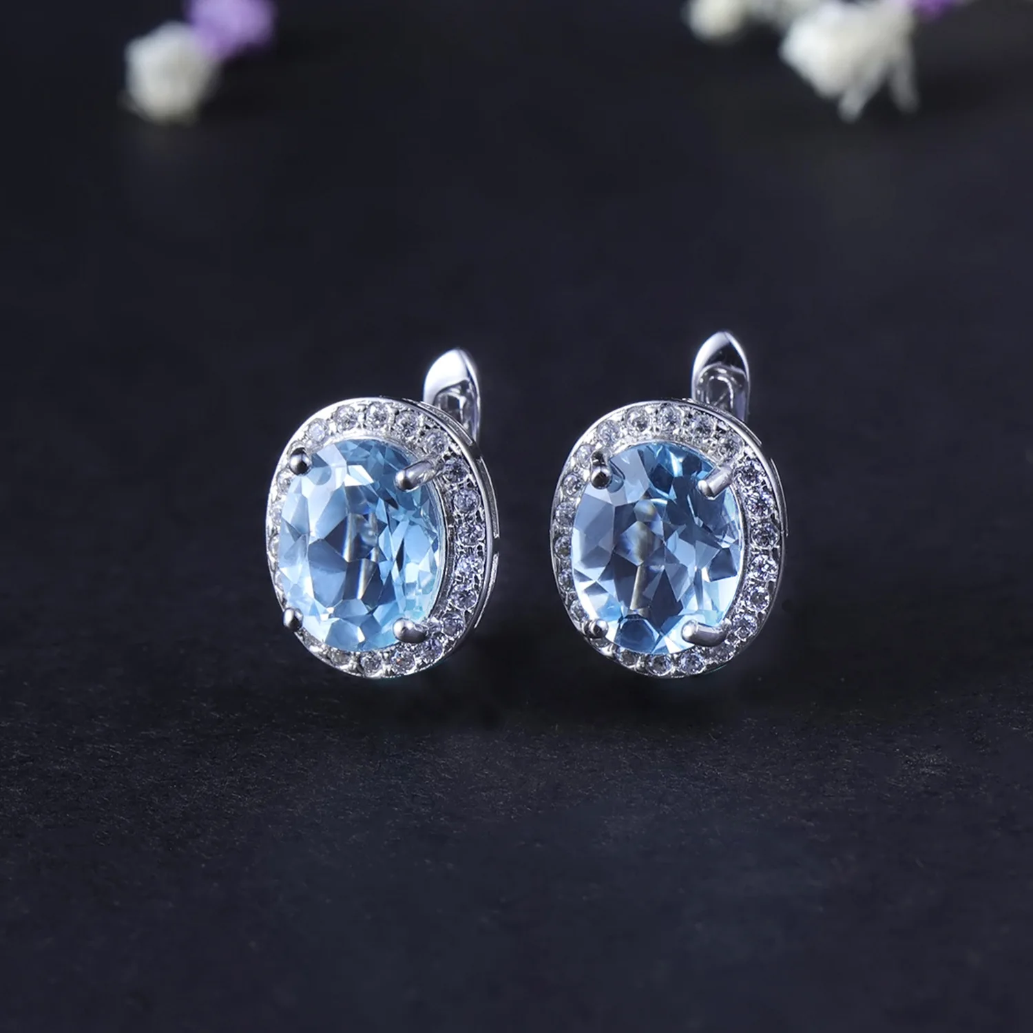 

Natural Colorful Sky Blue Topaz Gemstone Stud Earrings - Luxe Fashion S925 Sterling Silver Jewelry