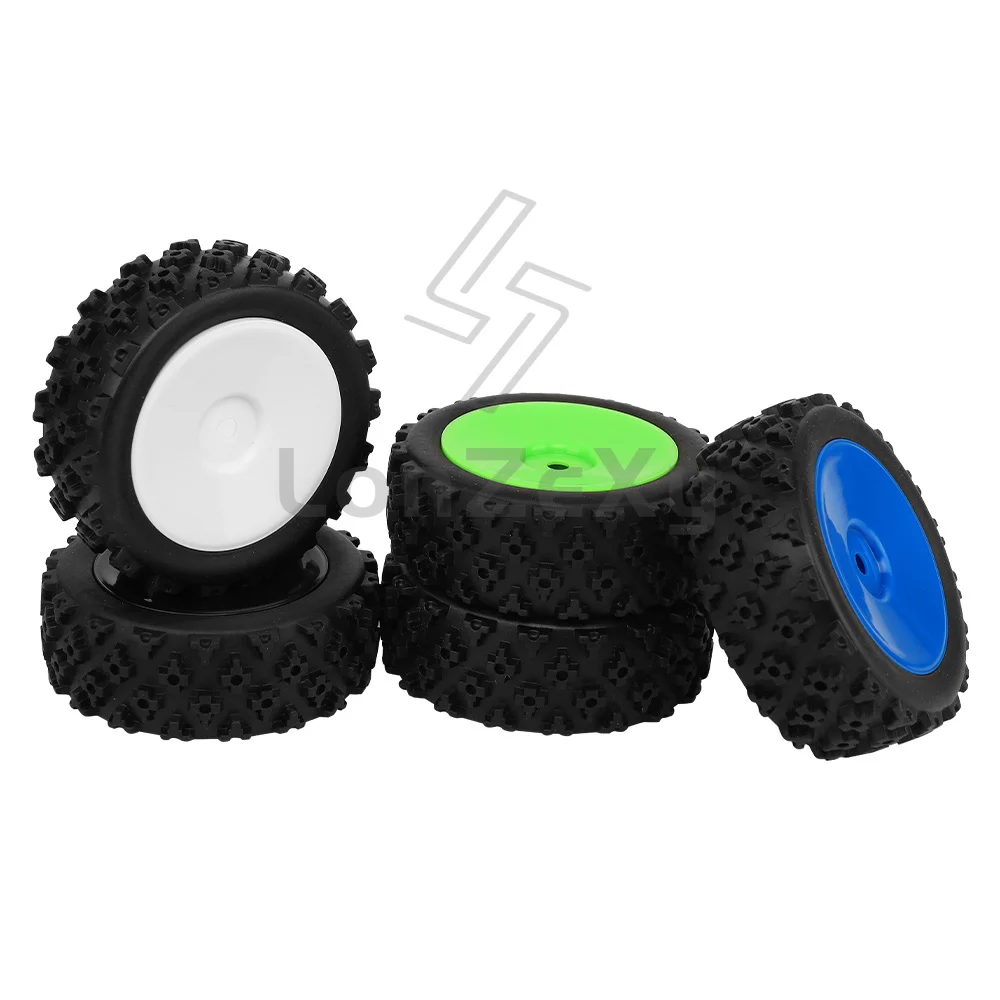 4 Colors 4PCS 75mm RC Flat On Road Tyres 12mm Hex Block Tread Wheel Rims For 1/10 Buggy Racing Replacement Spare Parts