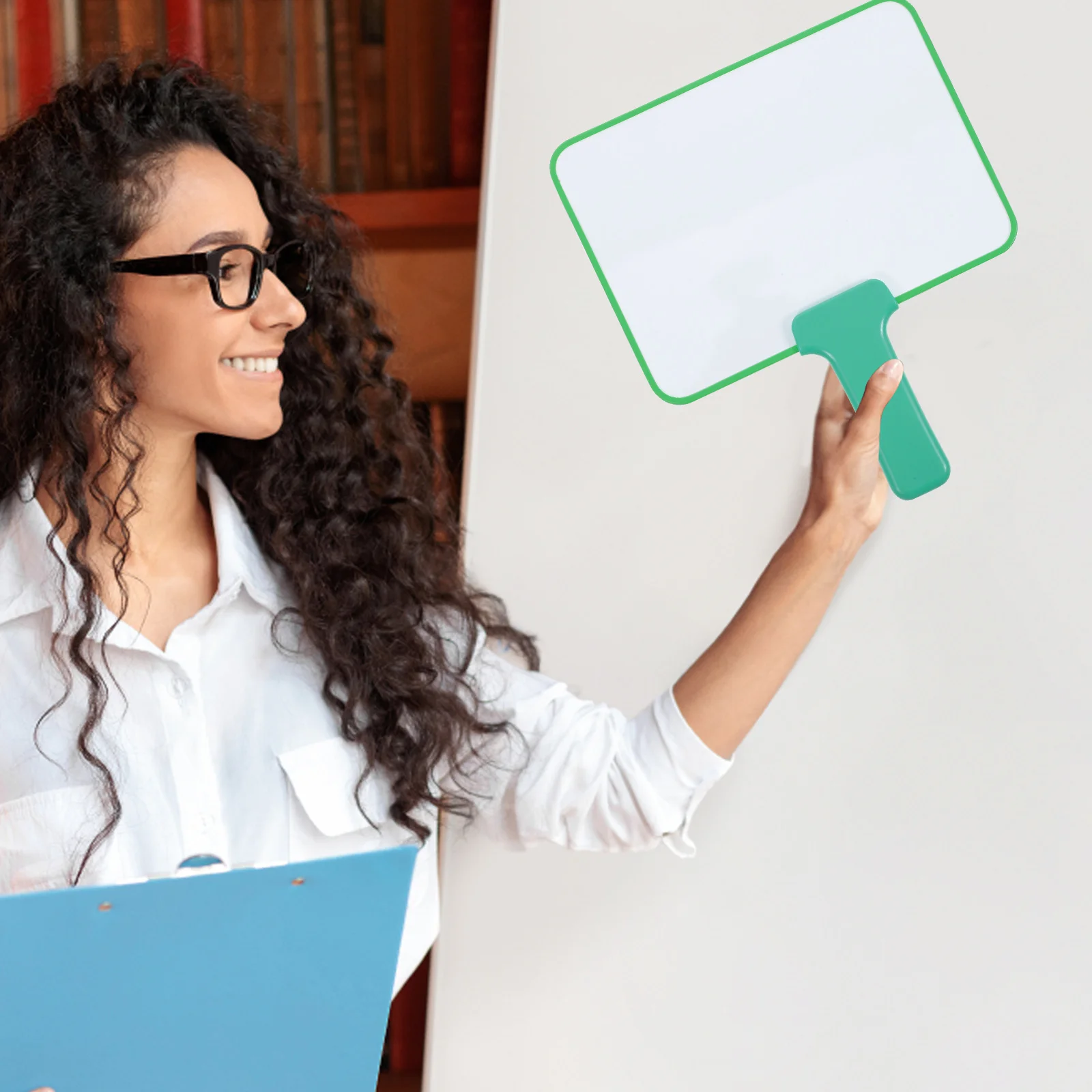 Handheld Whiteboard Dry Erase Answer Paddle Holding Sign Double Sided Whiteborad