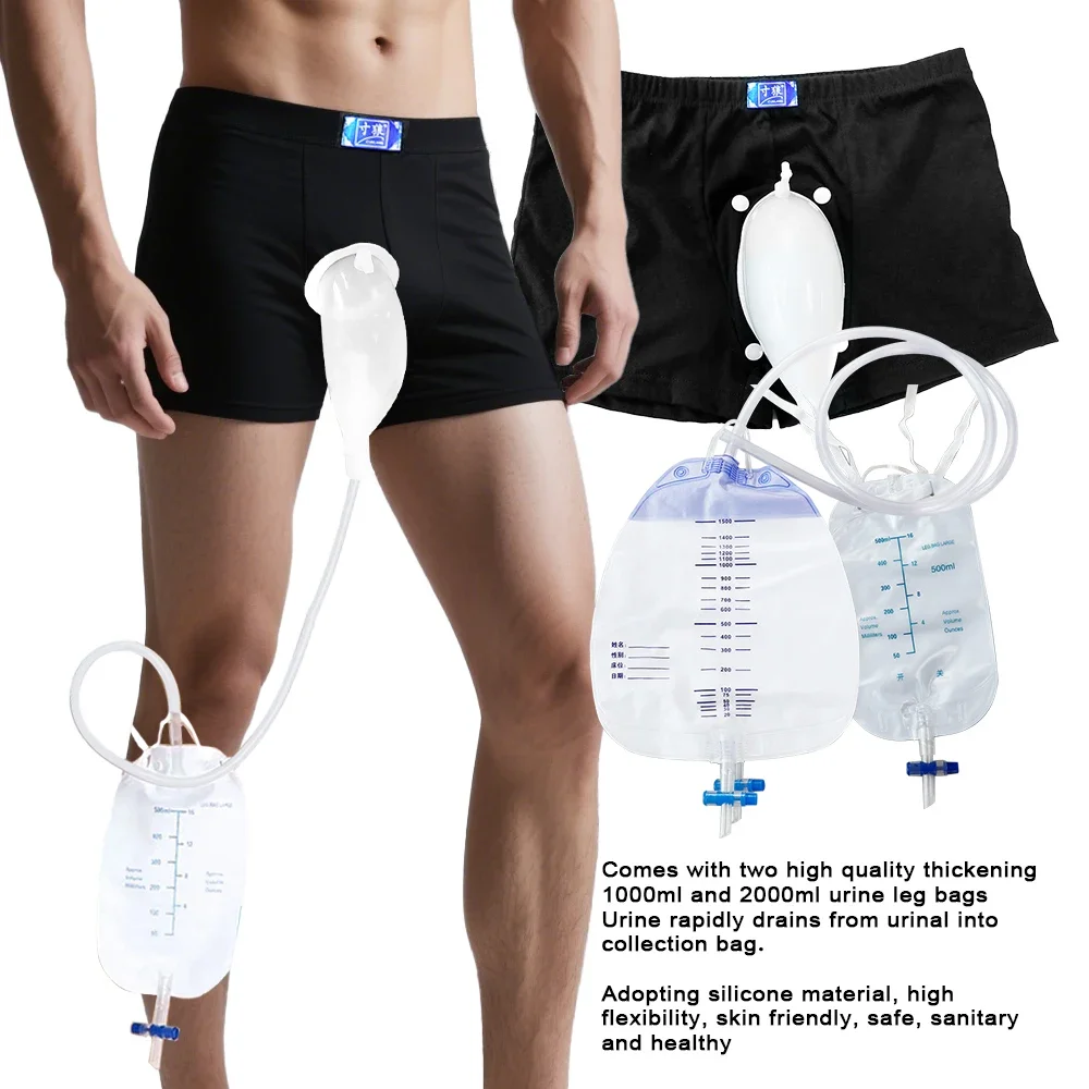 Reusable Elderly Men Urine Collection Set Fixed Underwear Funnel Urine Catheter Portable Urinary Bag For Bedridden Incontinence