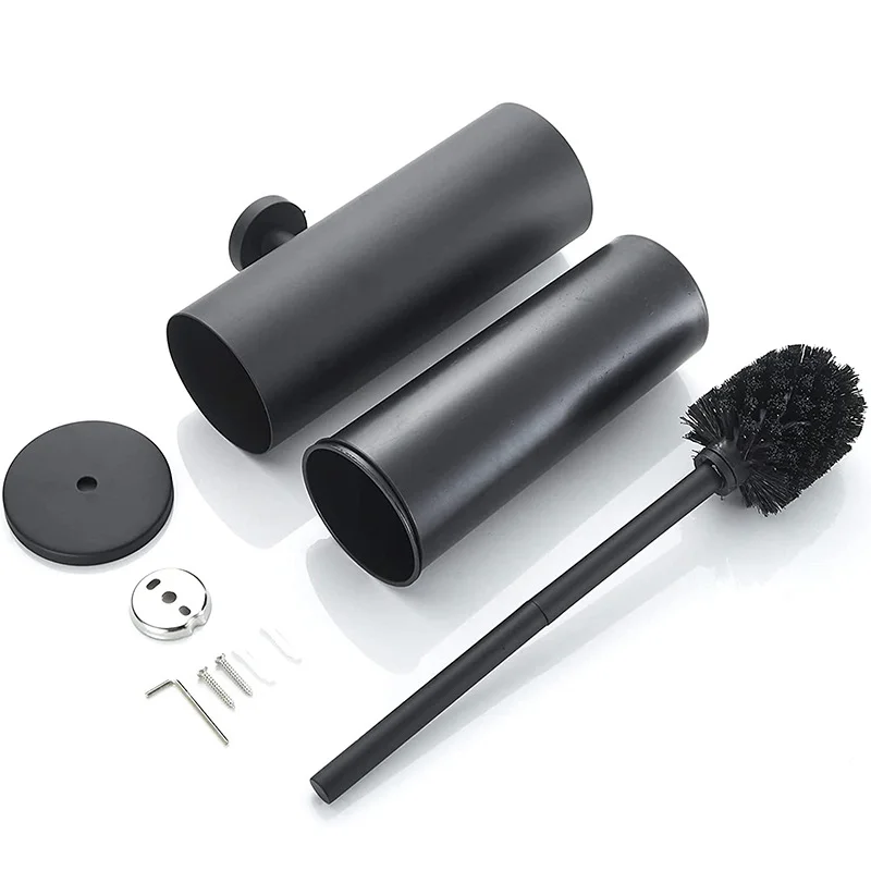 Matt Black Toilet Brush Holder Stainless Steel Cleaning Tool Durable Vertical Bathroom WC Hardware Wall Mount Brush Golden White