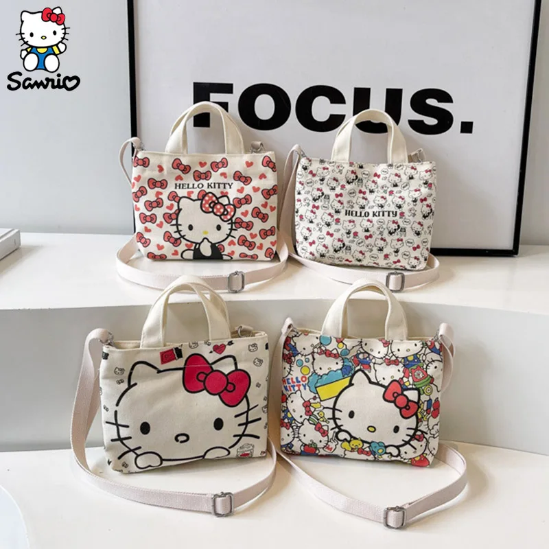 

Hello Kitty Canvas Bag Kawaii Sanrio Hello Kitty Handbag Shoulder Tote Bags Women Messenger Bag Kids Toys Birthday Gifts