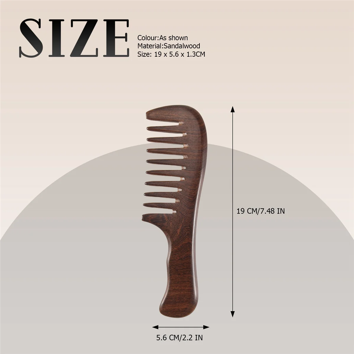 Sandalwood Wide Tooth Comb Curly Hair Portable Coarse Tooth Wooden Comb Hair Massage Tool Coarse