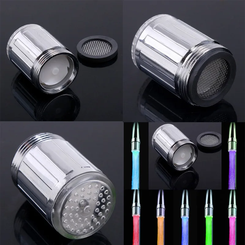 

LED Temperature Sensitive 3-Color Light-up Faucet Kitchen Bathroom Glow Water Saving Faucet Aerator Tap Nozzle Shower