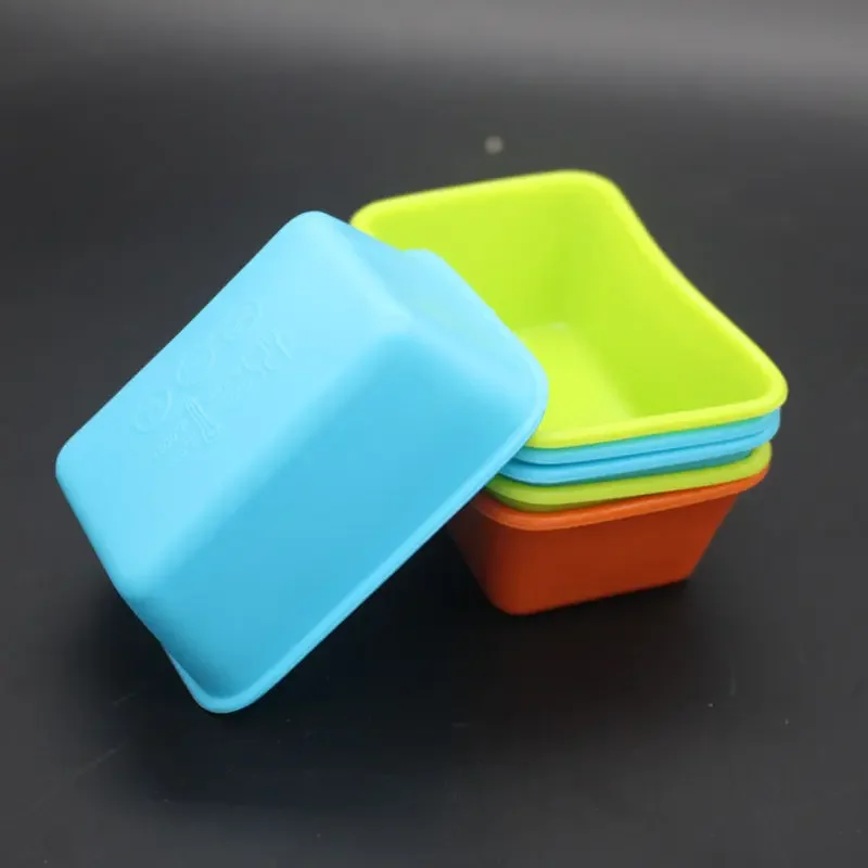 10 Pieces Rectangle Silicone Small Loaf Pan Silicone Muffin Baking Cups Cupcake Mold