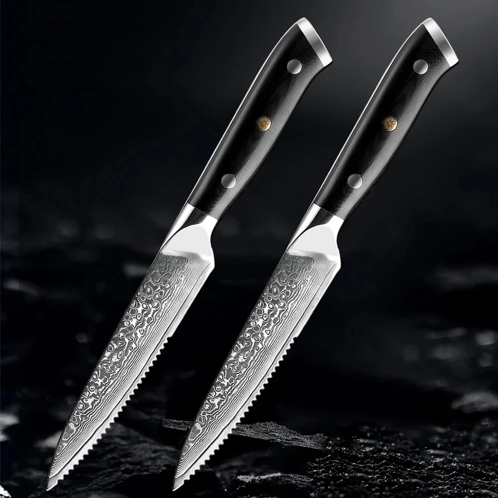 Professional Steak Knife Damascus Steel Knife For Hotel Restaurant Table Dinner and Fruit Pairing Kitchen Chef Knife Super Edges