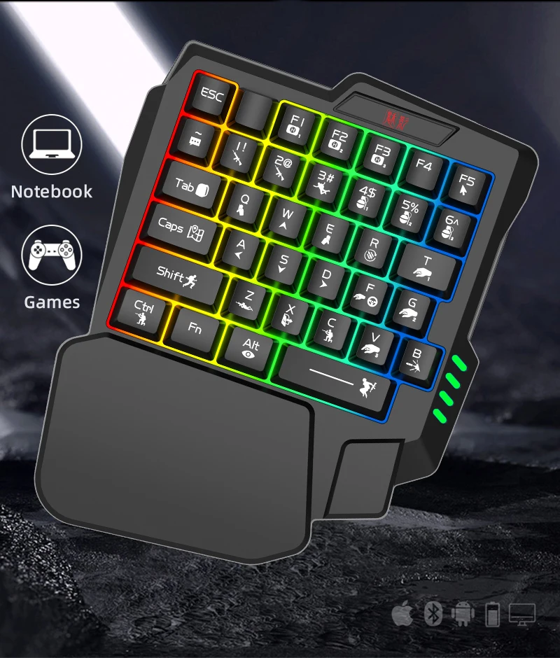RGB Backlit One Hand Gaming Ke - Gaming Keyboard Half recension och pris