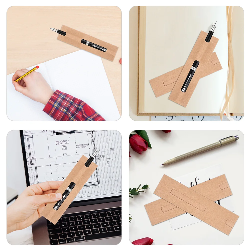 

30Pcs Kraft Paper Pen Holder Secure Single Pen Sleeve Compact Storage Pouch for Fountain Pens and Pencils Pencil Case