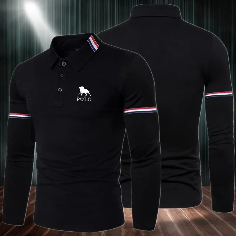 2025 Spring New Casual Long sleeved Polo Shirt for Men's Sports Long sleeved Shirt