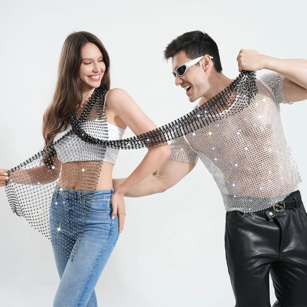 Western Style Hollow Out Sparkling Diamond Shawl Sexy Personality-filled Scarf Through Headband Party Music Festival