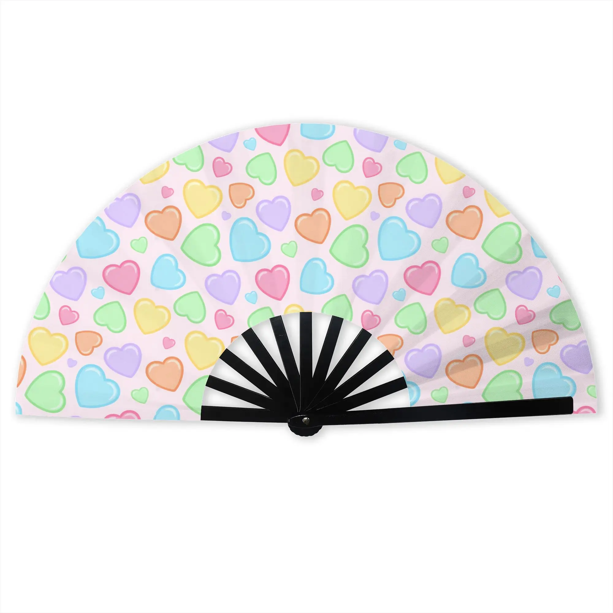 Valentine's Day Heart  Candy Texture Hand Fan Gift Event Souvenir 3D Glossy Effect Durable Folding Fans Creative Bulk Pack Fan