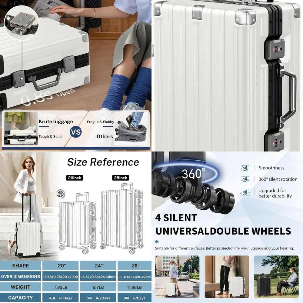 

20 Inch Aluminum Frame Hard Shell Spinner Suitcase with TSA Lock, PC+ABS Material