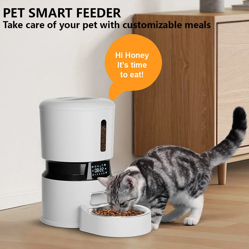 Factory Custom 4L Smart Dosing Automatic Pet Feeder Modern APP Bluetooth Touch Screen Control Plastic Charged for Cats Dogs Use