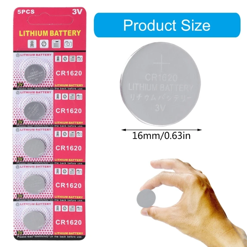 5Pcs/sheet CR1620 Cell Battery High Energy 3V Button Batteries Reliable Power Supply for 3V Various Electronics N0HC image 6