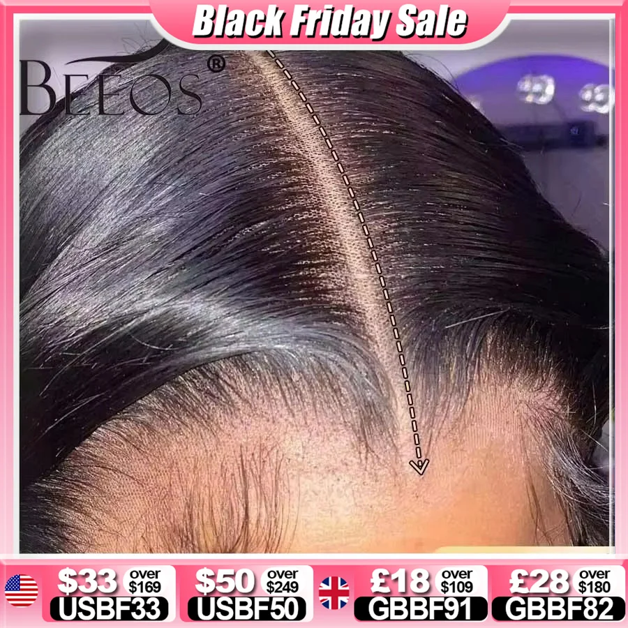 

BEEOS 36in бесклеевые 7x7 HD парик на сетке, прямые предварительно выщипанные человеческие парики, готовые к работе 6x6 5x5 парик на сетке HD для женщин 250%