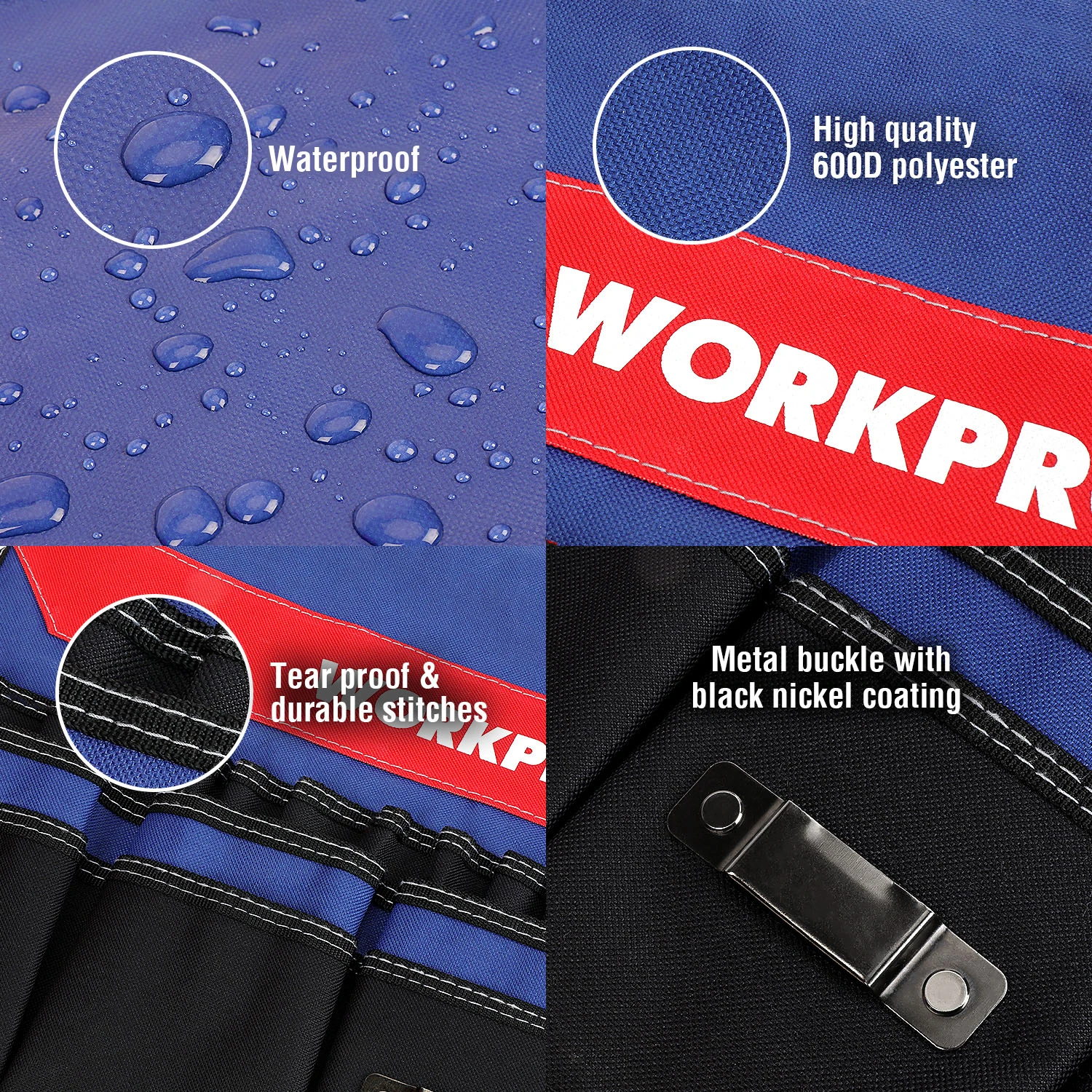 WORKPRO 버킷 도구 정리함, 버킷 보스 휴대용 접이식 도구 상자, 51 개의 보관 포켓, 도구 수집 가방에 적합, 13 ~ 19L