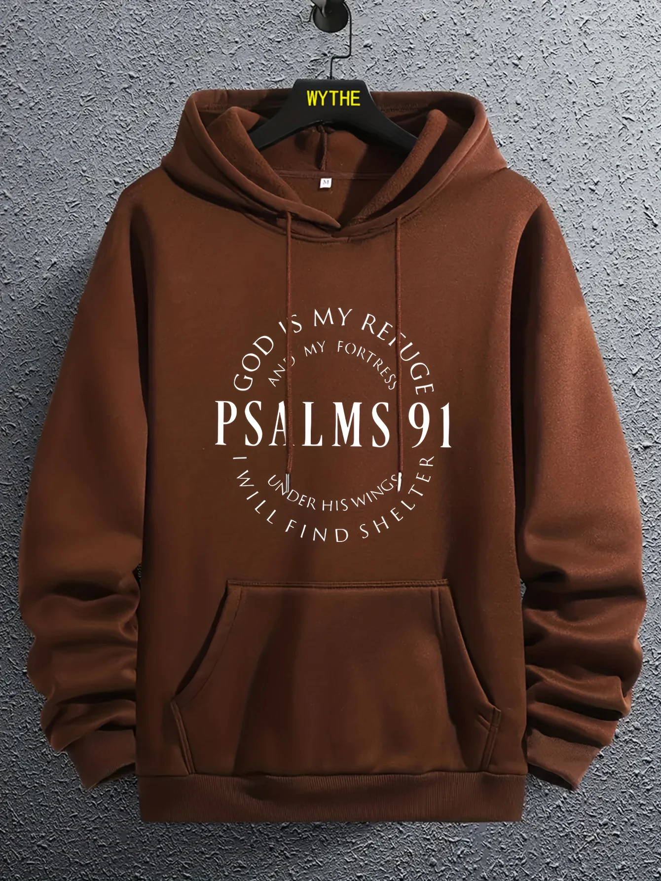 Stylish Psalms 91 Graphic Hoodie Loose Fit with Kangaroo Pocket Drawstring and Trendy Design