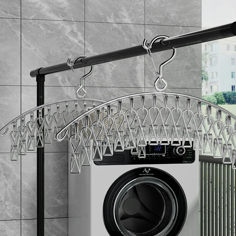 

10/20Pegs Clothes Drying Hangers Stainless Steel Windproof Clothing Rack Clips Sock Laundry Airer Hanger Underwear Socks Holder
