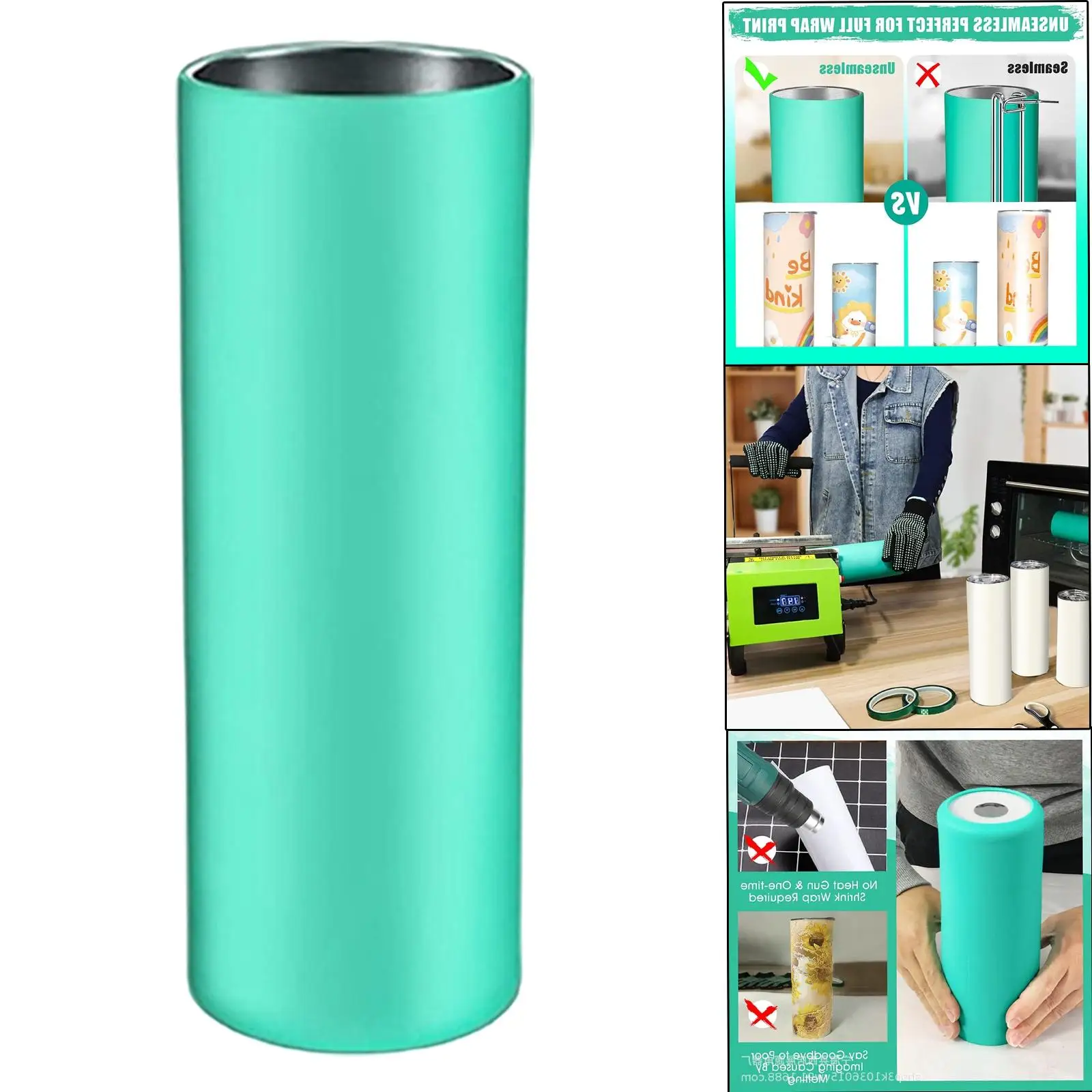 Durable Silicone Wrap for Sublimation Supplies Shrink Wrap Reusable for 20oz Skinny Straight Tumbler Machine Mug Cups