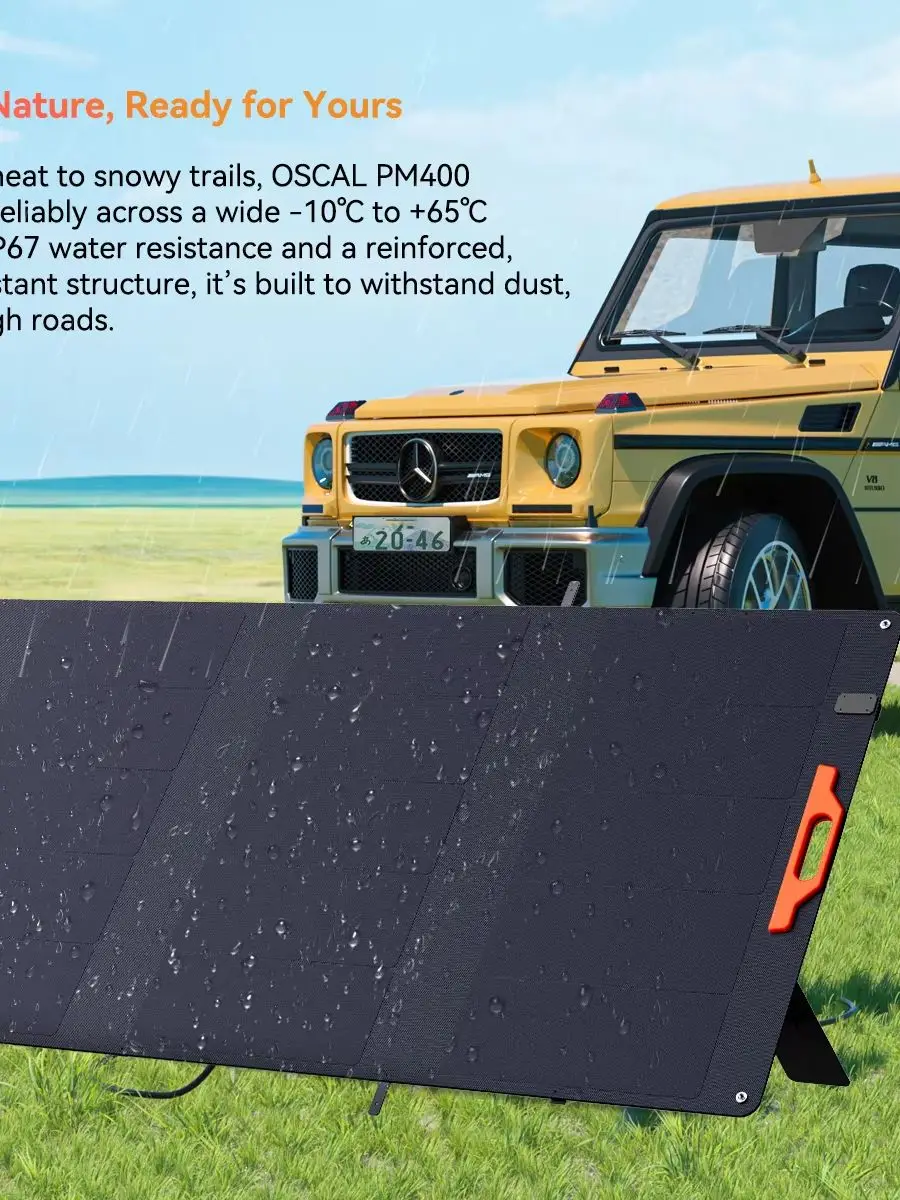 OSCAL PM400SE TRAGBARES SOLARPANEL 400W 18V IP67 MC4 FALTBAR LEICHTGEWICHTIG Für tragbare Powerstationen ETFE-Beschichtung Schnellanschluss für mehrere Geräte – Universelles MC-4 auf 5 Anschlusskabel,