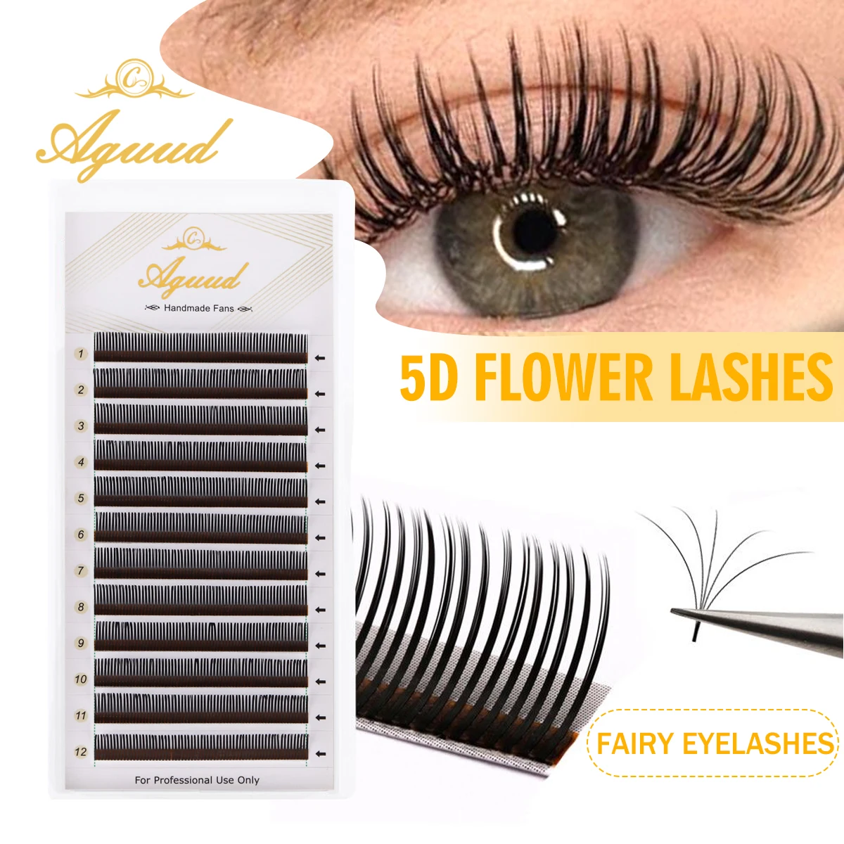 Angel Lashes 5D Flower Wet Lash Extensions Schokoladenbraun Easy Fans Volumen Flora Wimpern Manga Wispy Spike Vorgefertigte Fächerwimpern – Detail 2