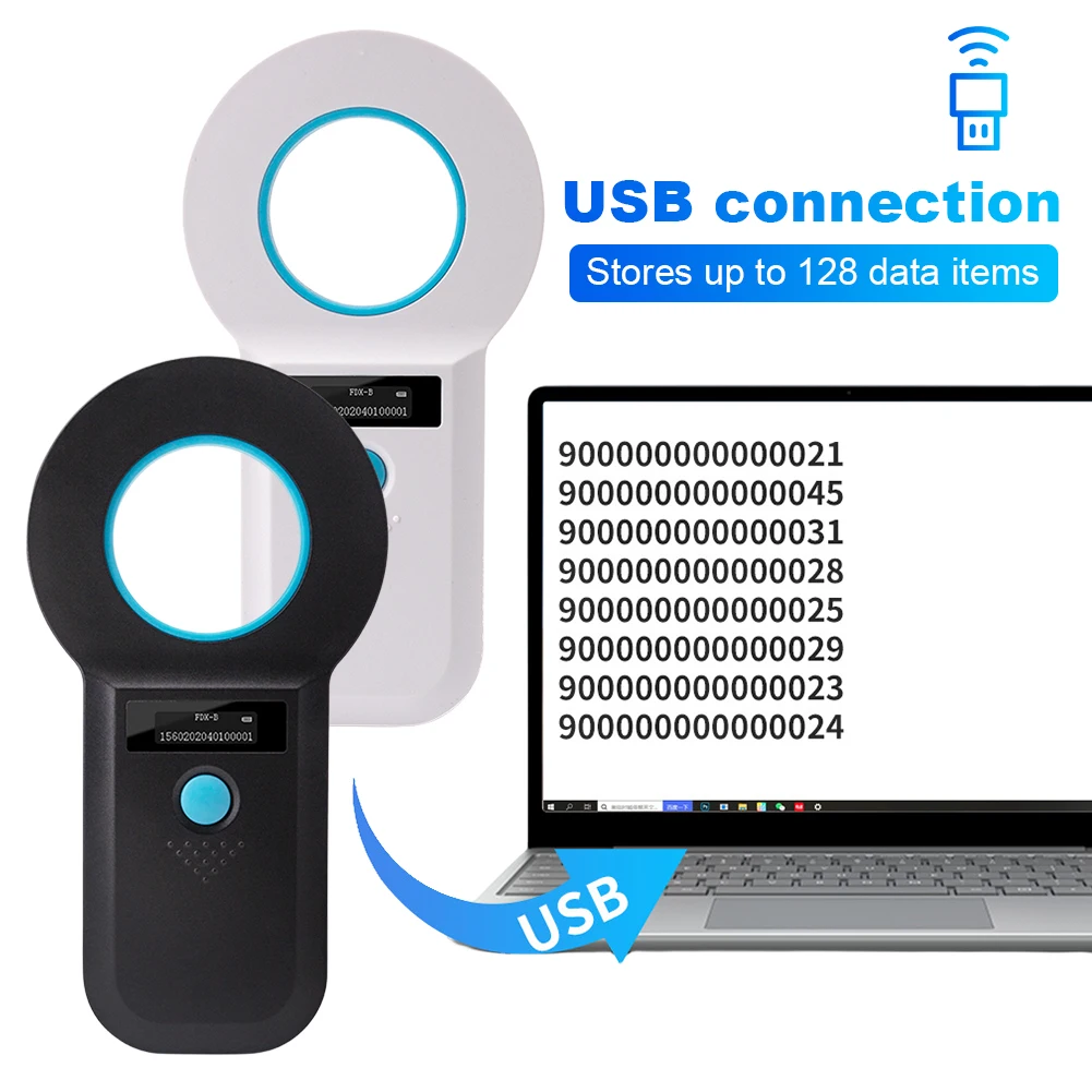 Handheld Animal RFID EMID Reader Rechargeable EMID FDX-B(ISO11784/85) Pet Chip ID Scanner Pet Tag Scanner for Cat Dog Pet Animal