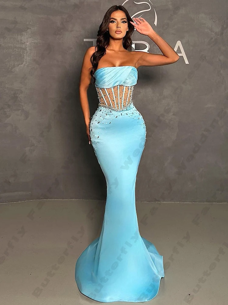 Beautiful Formal Elegant Evening Dresses Fascinating Sexy Off Shoulder Sleeveless Long Slimming Simple Mopping Prom Gowns 2024